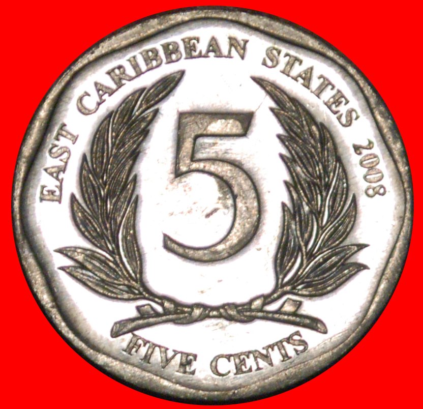 * ROUND (2002-2019): EAST CARIBBEAN STATES★5 CENTS 2008 DIES 1+A MINT LUSTRE★LOW START ★ NO RESERVE!