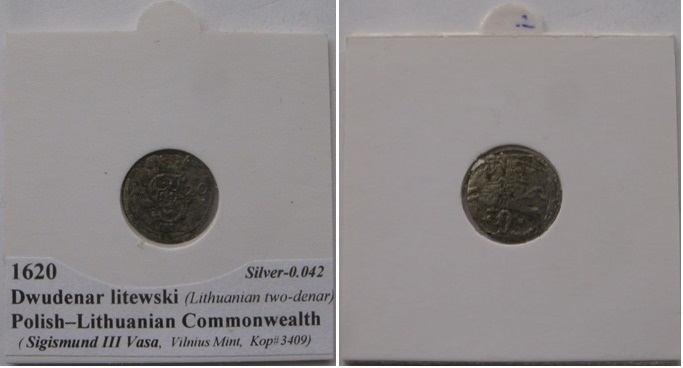  1620, Polish–Lithuanian Commonwealth ,Dwudenar litewski,Vilnius Mint,silver coin   