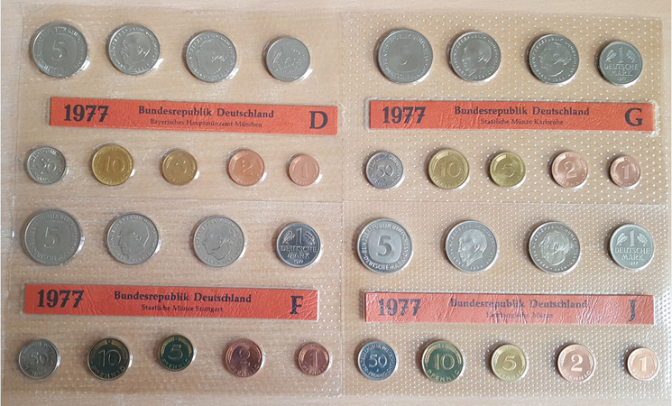  Deutschland / BRD / Kurssätze 1Pf. bis 5 DM 1977 D-J Kurssatz   