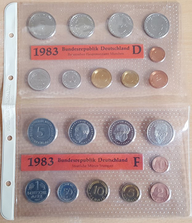  Deutschland / BRD / Kurssätze 1Pf. bis 5 DM 1983 D-F Kurssatz   