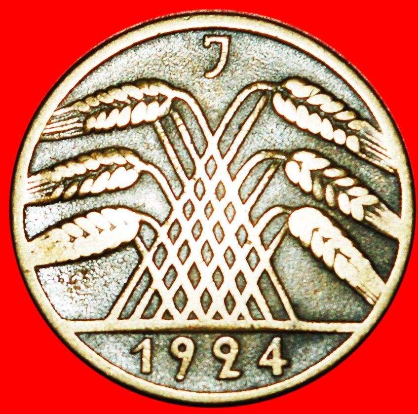  * PYRAMID OF WHEAT (1924-1936): GERMANY ★10 RENTENPFENNIGS 1924J!★LOW START ★ NO RESERVE!   