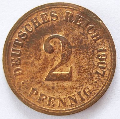  Deutsches Reich 2 Pfennig 1907 A Kupfer ss   