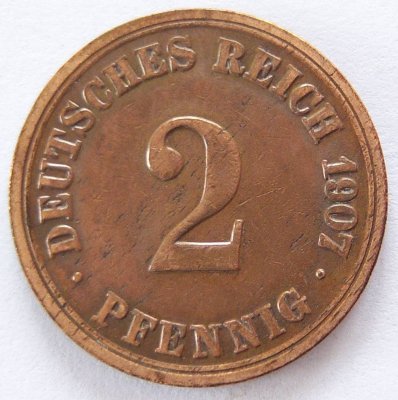  Deutsches Reich 2 Pfennig 1907 A Kupfer ss   