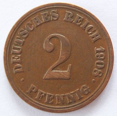  Deutsches Reich 2 Pfennig 1908 A Kupfer ss   