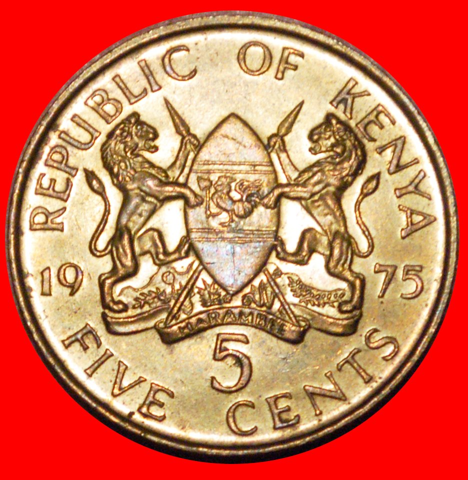  * GREAT BRITAIN (1969-1978): KENYA ★ 5 CENTS 1975 UNC MINT LUSTRE!★LOW START★ NO RESERVE!!!   