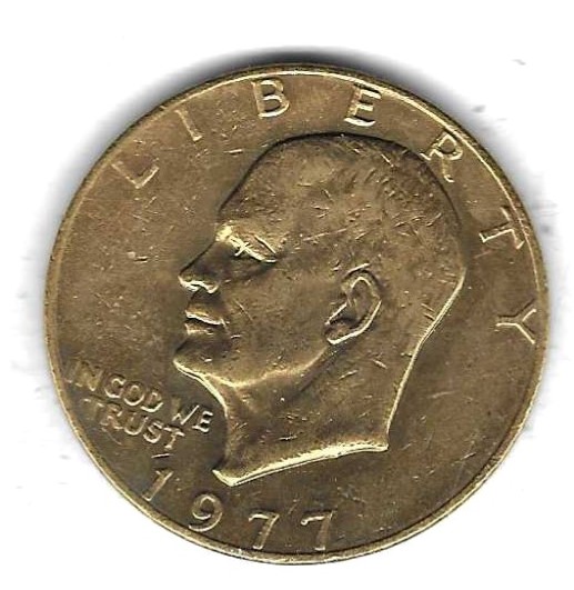  USA 1 Dollar 1977, CU-beschichtet Mit Cu-Ni-Leg, vergoldet, Stempelglanz, siehe Scan unten   