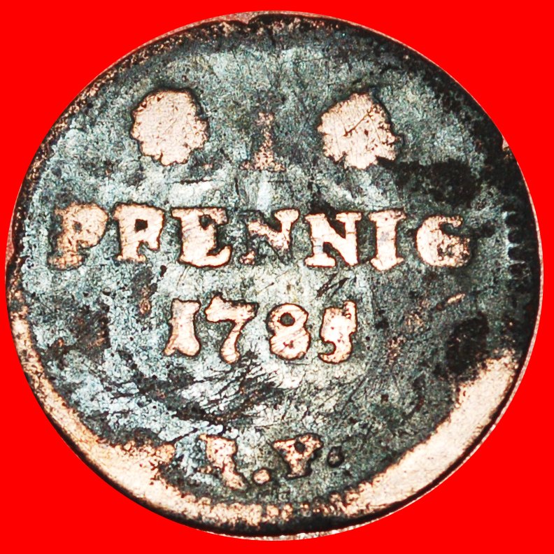  * TYP 1784-1790: DEUTSCHLAND HESSEN DARMSTADT★1 PFENNIG 1785RF★VERÖFFENTLICHT WERDEN★OHNE VORBEHALT!   