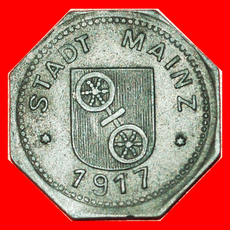  * SILBER RAD NÜRNBERG: DEUTSCHLAND MAINZ ★ 5 PFENNIG 1917! ★OHNE VORBEHALT!   