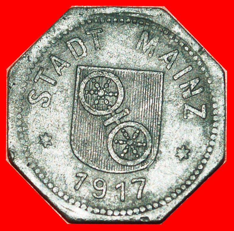  * SILBER RAD NÜRNBERG: DEUTSCHLAND MAINZ ★ 10 PFENNIG 1917!  ★OHNE VORBEHALT!   