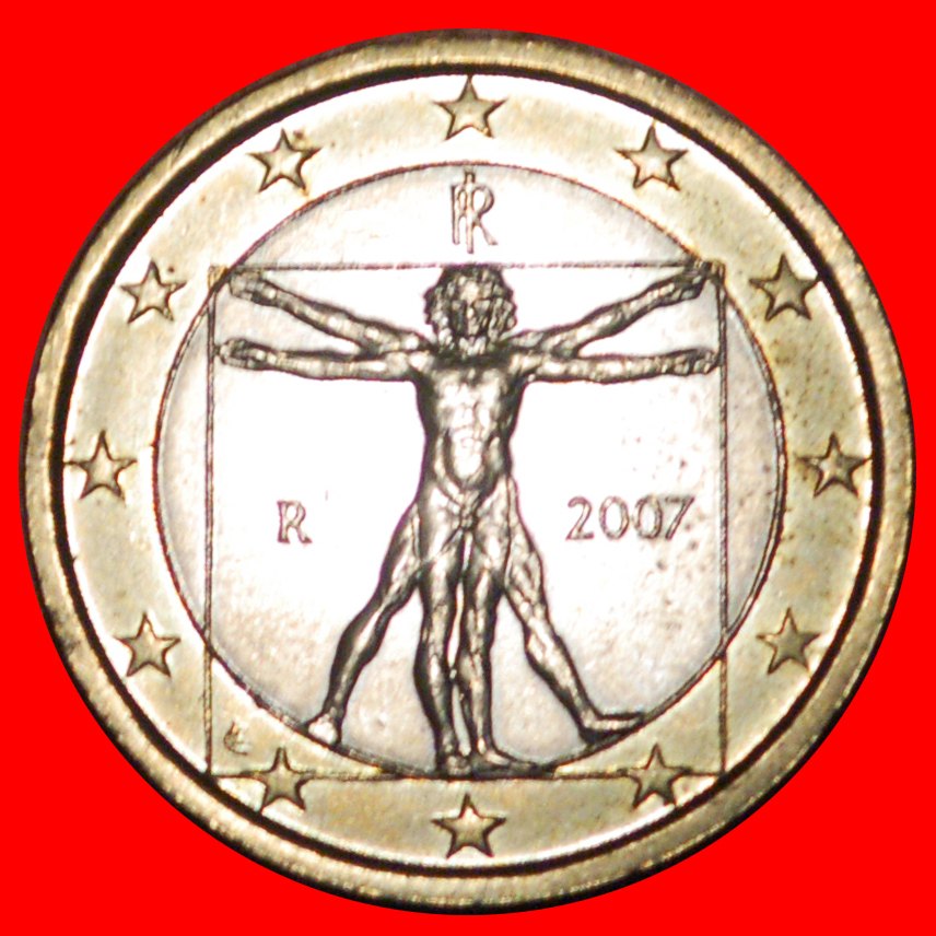  * PHALLIC TYPE (2002-2007): ITALY ★ 1 EURO 2007 MINT LUSTRE!★LOW START ★ NO RESERVE!   