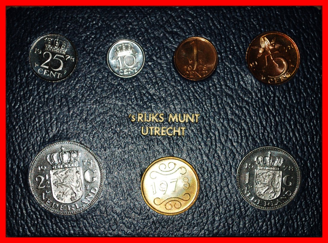 * JULIANA (1948-1980): NIEDERLANDE ★ KMS 1978 (5 MÜNZEN + MEDAILLE)! UNGEWÖHNLICH!★OHNE VORBEHALT!