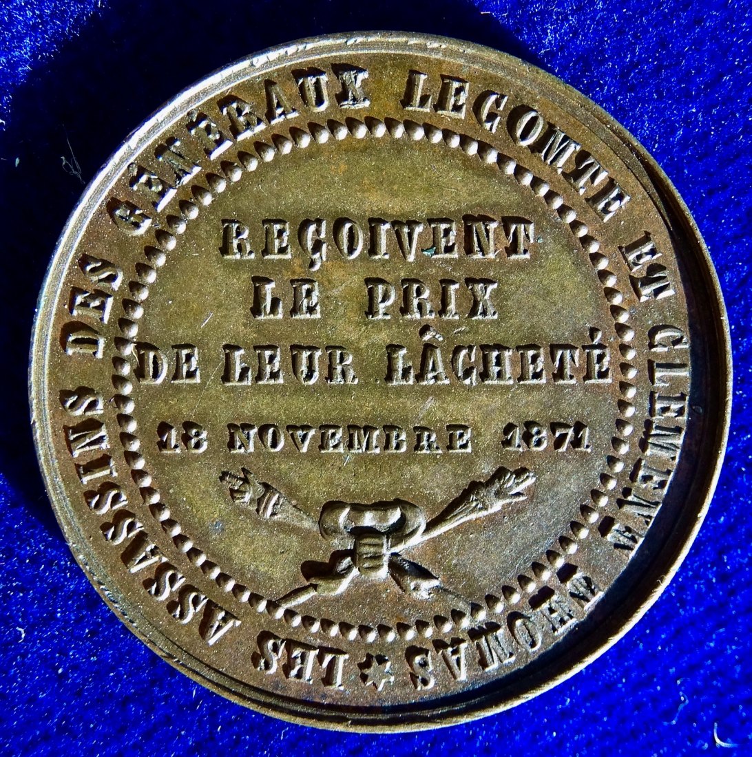  Frankreich Medaille 1871 zum Todesurteil gegen Simon Mayer wegen zweier Morde durch Pariser Commune   