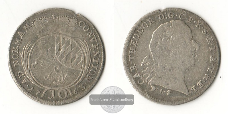  Kurfürstentum Pfalz  10 Kreuzer  1763    Karl Theodor   FM-Frankfurt    Silber   