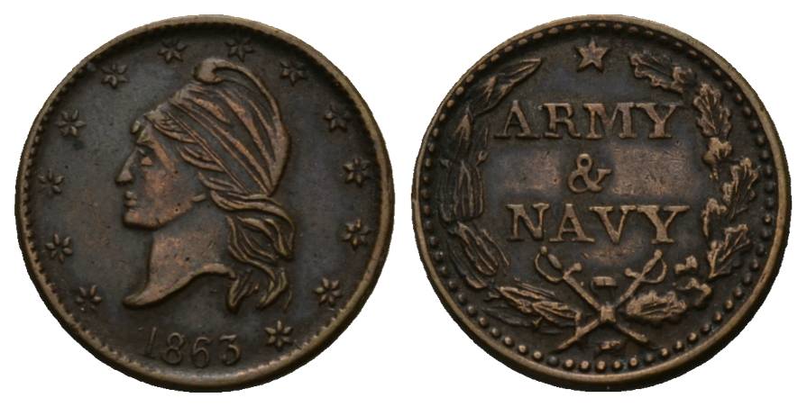  USA, Medaille 1863; Bronze; 2,58 g; Ø 19 mm   