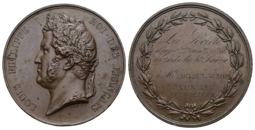  Frankreich; Medaille o.J.; Bronze; 71 g; Ø 51 mm   