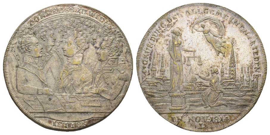  Österreich; Medaille 1814; versilberte Bronze; 11,58 g; Ø 33 mm   
