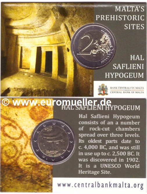 Malta 2 Euro Gedenkmünze 2022...Hypogeum von Ħal-Saflieni...bu. in Coincard   