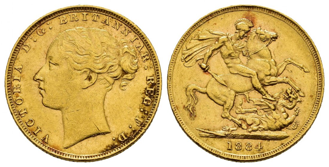 PEUS 8441 Grossbritannien 7,32 g Feingold. Victoria Sovereign GOLD 1884 Sehr schön