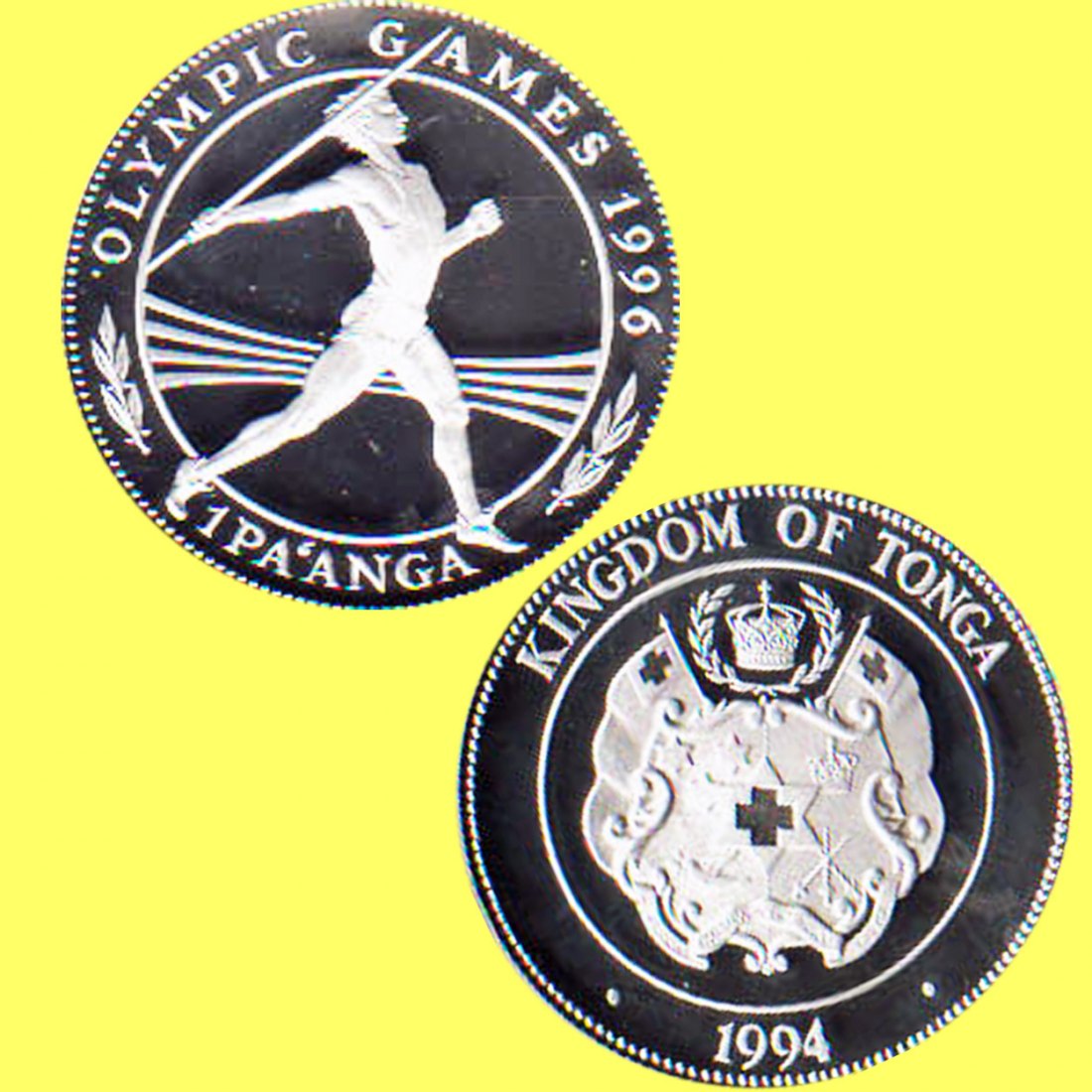  Tonga 1 Pa`anga Silbermünze *Speerwerfer XXVI. Olymp. Sommerspiele* 1994 *PP* max 40.000St   