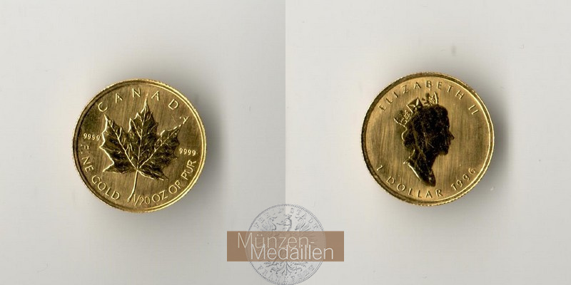 Kanada  1 Dollar MM Frankfurt  Feingold: 1,55g Maple Leaf 1996 
