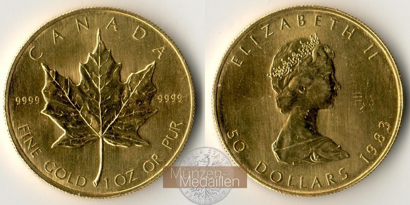 Kanada  50 Dollar MM-Frankfurt Feingold: 31,1g Maple Leaf 1983 