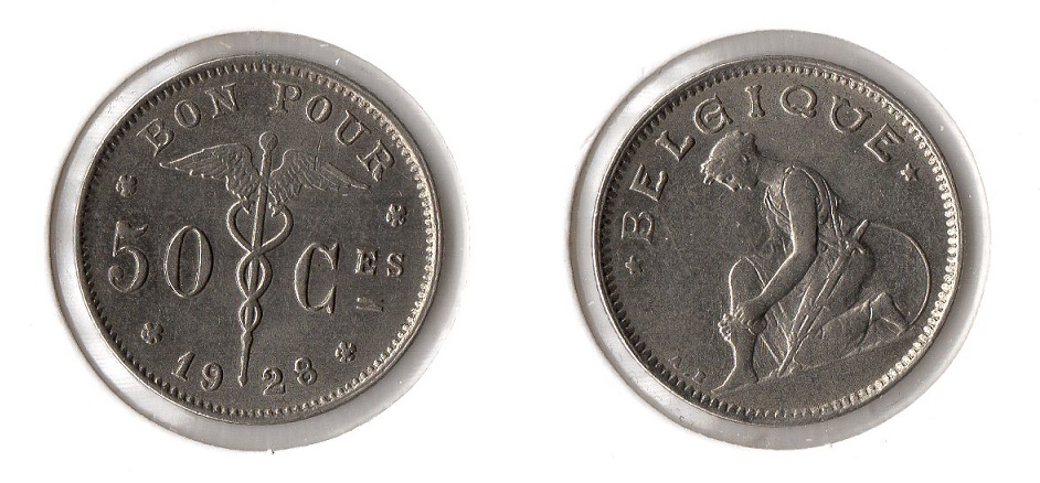  Belgien 50 Centimes 1928 (N) Albert I. (1918-1934) vz   