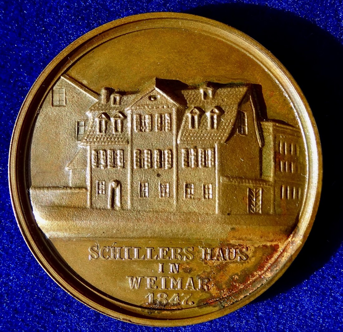 Weimar 1847 Medaille von Facius zur Einweihung des Schiller Hauses   