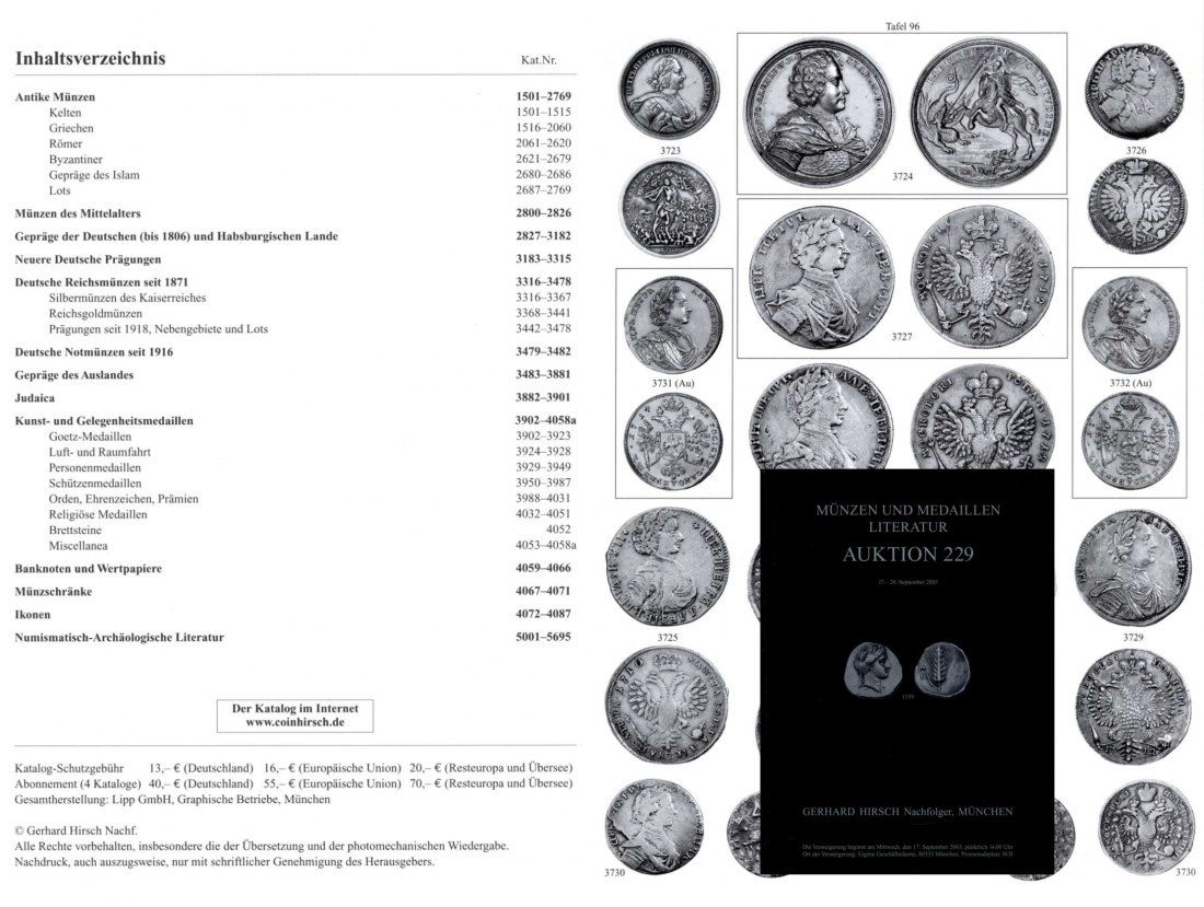  Hirsch (München) Auktion 229 (2003) Münzen der Antike ,Mittelalter & Neuzeit ua. Sammlung Russland   