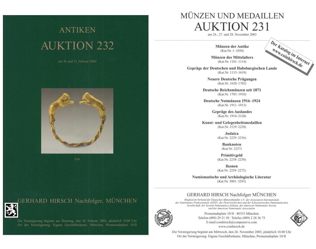  Hirsch (München) Auktion 232 (2004) Antike Kleinkunst ua Objekte aus  Glas ,Stein ,Ton ,Metall   