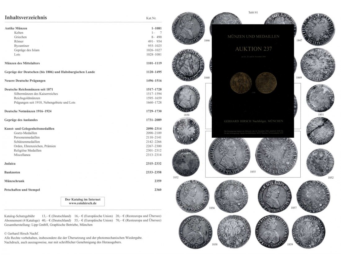  Hirsch (München) Auktion 237 (2004) Münzen der Antike ,Mittelalter & Neuzeit ua. Sammlung Russland   