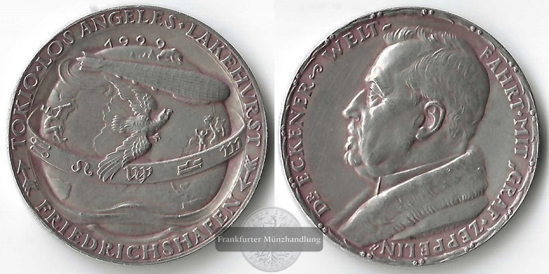 BRD Medaillen zu Thema Zeppelin 1929    FM-Frankfurt     Feinsilber   