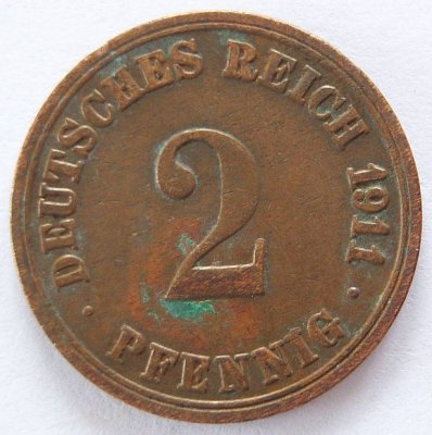  Deutsches Reich 2 Pfennig 1911 A Kupfer ss   