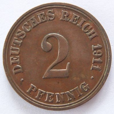  Deutsches Reich 2 Pfennig 1911 A Kupfer vz   