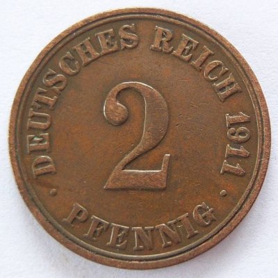  Deutsches Reich 2 Pfennig 1911 A Kupfer ss   