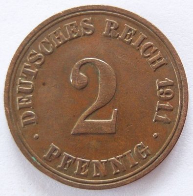  Deutsches Reich 2 Pfennig 1911 A Kupfer ss-vz   