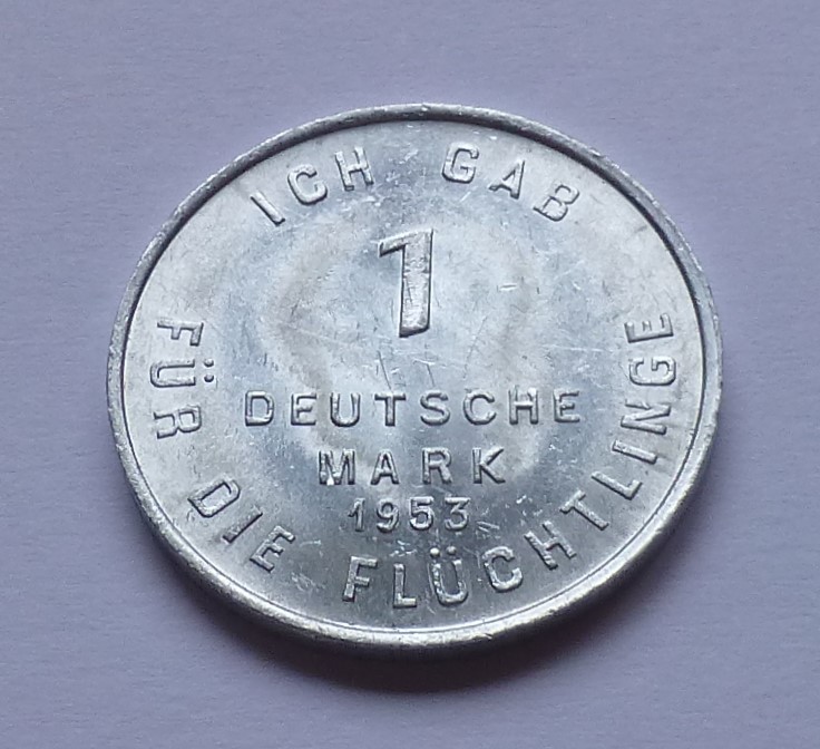  Deutschland Spendenmarke: 1 Deutsche Mark 1953, Flüchtlingsspende   