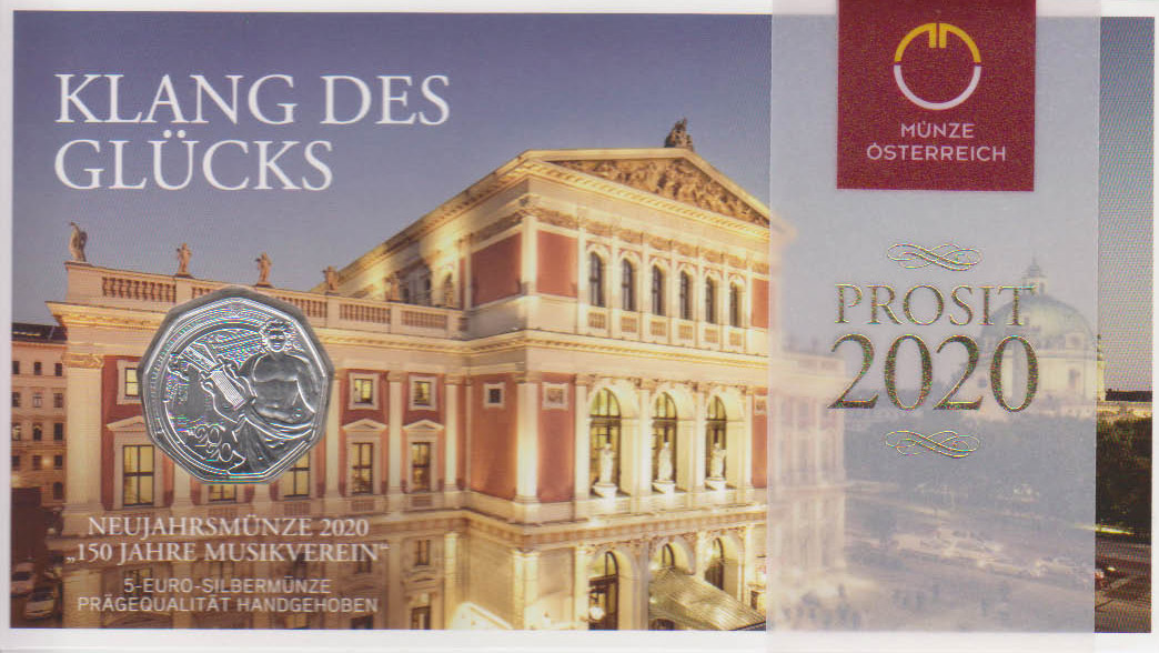  Offiz 5€ Silbermünze Österreich *150 Jahre Musikverein - Neujahrsmünze* 2020 *hgh* max 50.000St!   