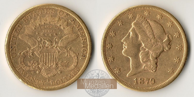 USA  20 Dollar MM-Frankfurt Feingold: 30,09g Double Eagle 1879 S 