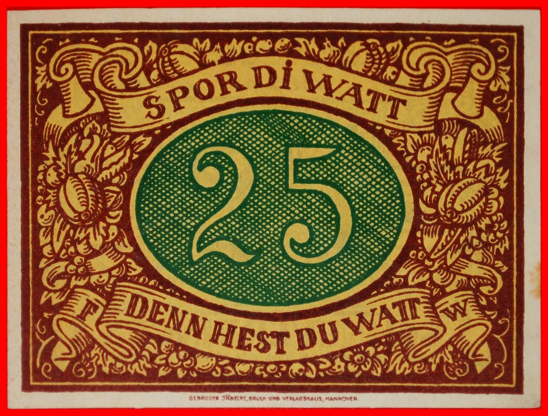 * HANOVER: GERMANY SCHNEVERDINGEN ★ 25 PFENNIG 1921 CRISP! GREEN ★LOW START ★ NO RESERVE!