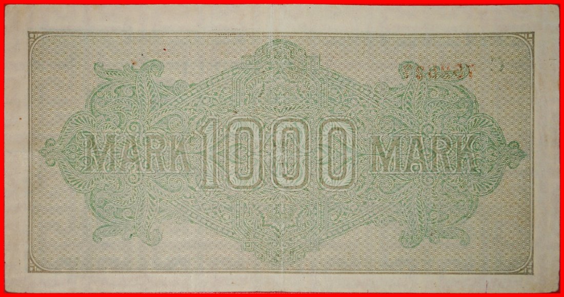  * REICHSBANKNOTE: GERMANY ★ 1000 MARK 1922 MEANDER! CRISP!★LOW START ★ NO RESERVE!   