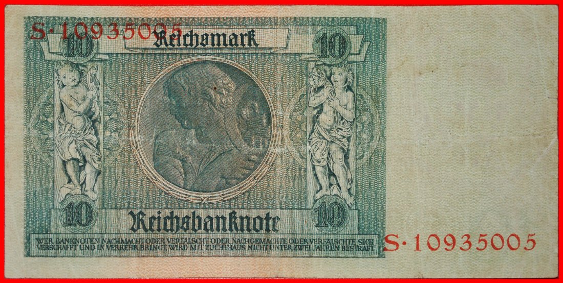  * REICHSBANKNOTE 1924: GERMANY ★ 10 MARK 1929! S 10935005★LOW START ★ NO RESERVE!   