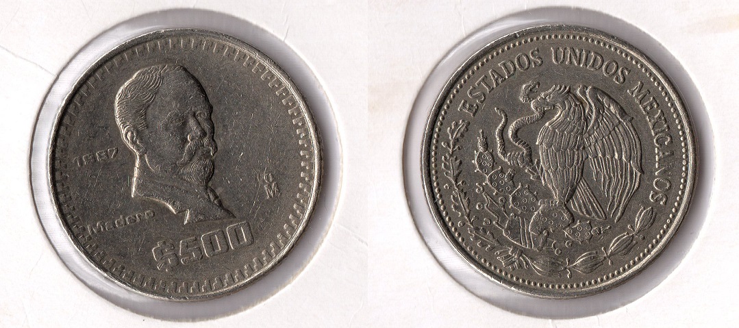  Mexiko 500 Peso Madero 1987 (K-N) sehr schön   