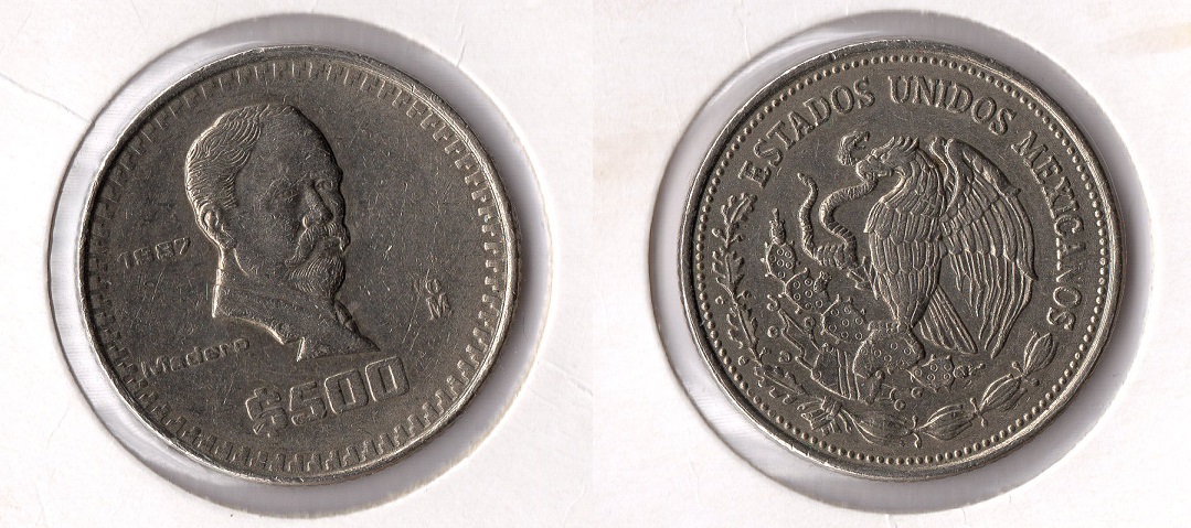  Mexiko 500 Peso Madero 1987 (K-N) sehr schön   