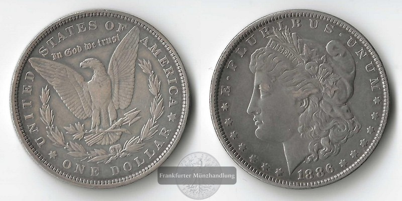  USA  1 Dollar   1886    Morgan Dollar   FM-Frankfurt     Feinsilber: 24,06g   