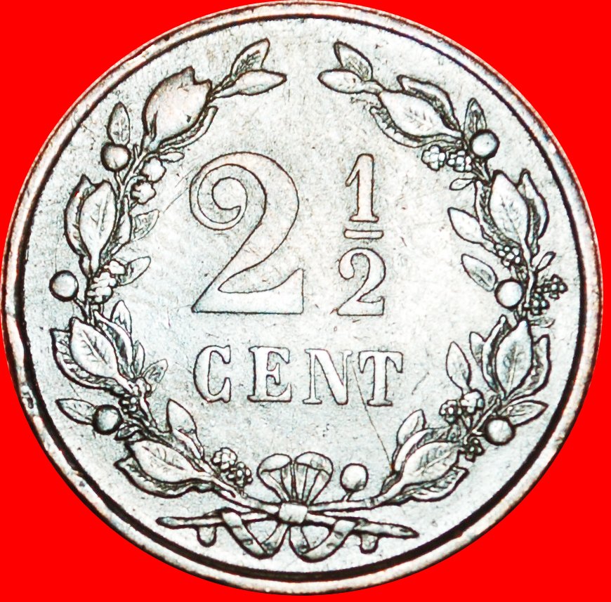  * RAMPANT LÖW (1877-1898)E: NIEDERLANDE ★ 2 1/2 CENT 1880! UNGEWÖHNLICH!  OHNE VORBEHALT!   