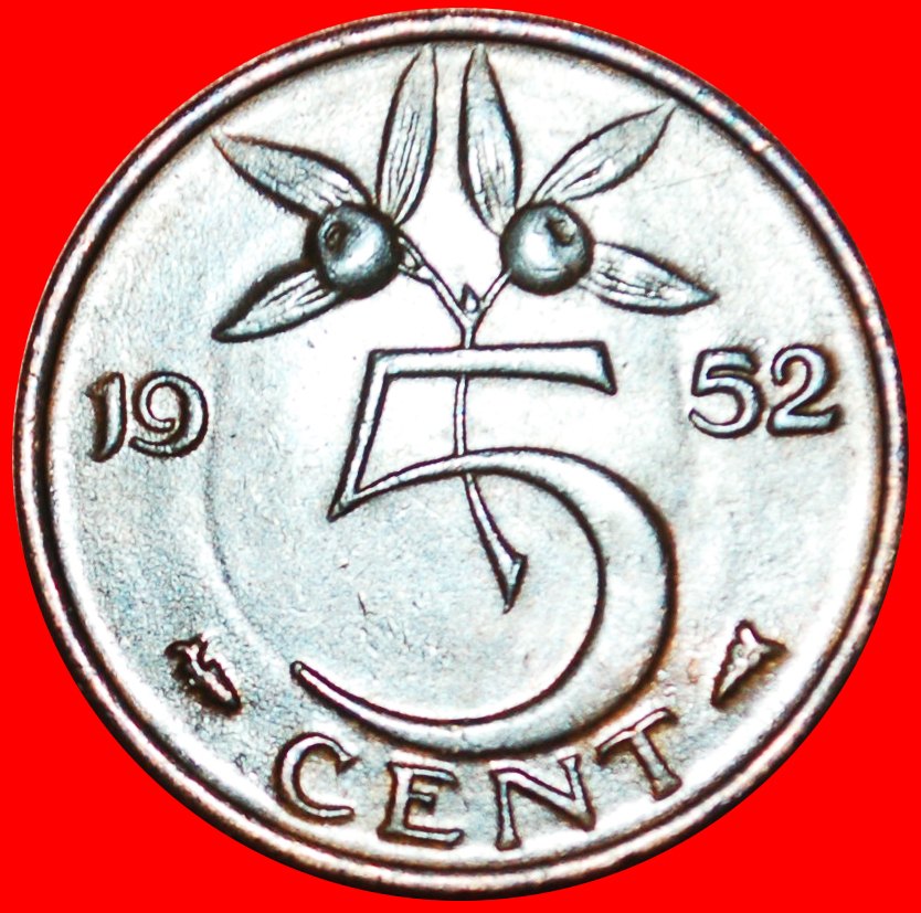  * PORTRÄT RECHTS (1950-1980): NIEDERLANDE ★ 5 CENT 1952! ★OHNE VORBEHALT!   