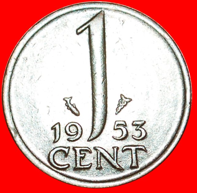  * PORTRÄT RECHTS (1950-1980): NIEDERLANDE ★ 1 CENT 1953! ★OHNE VORBEHALT!   