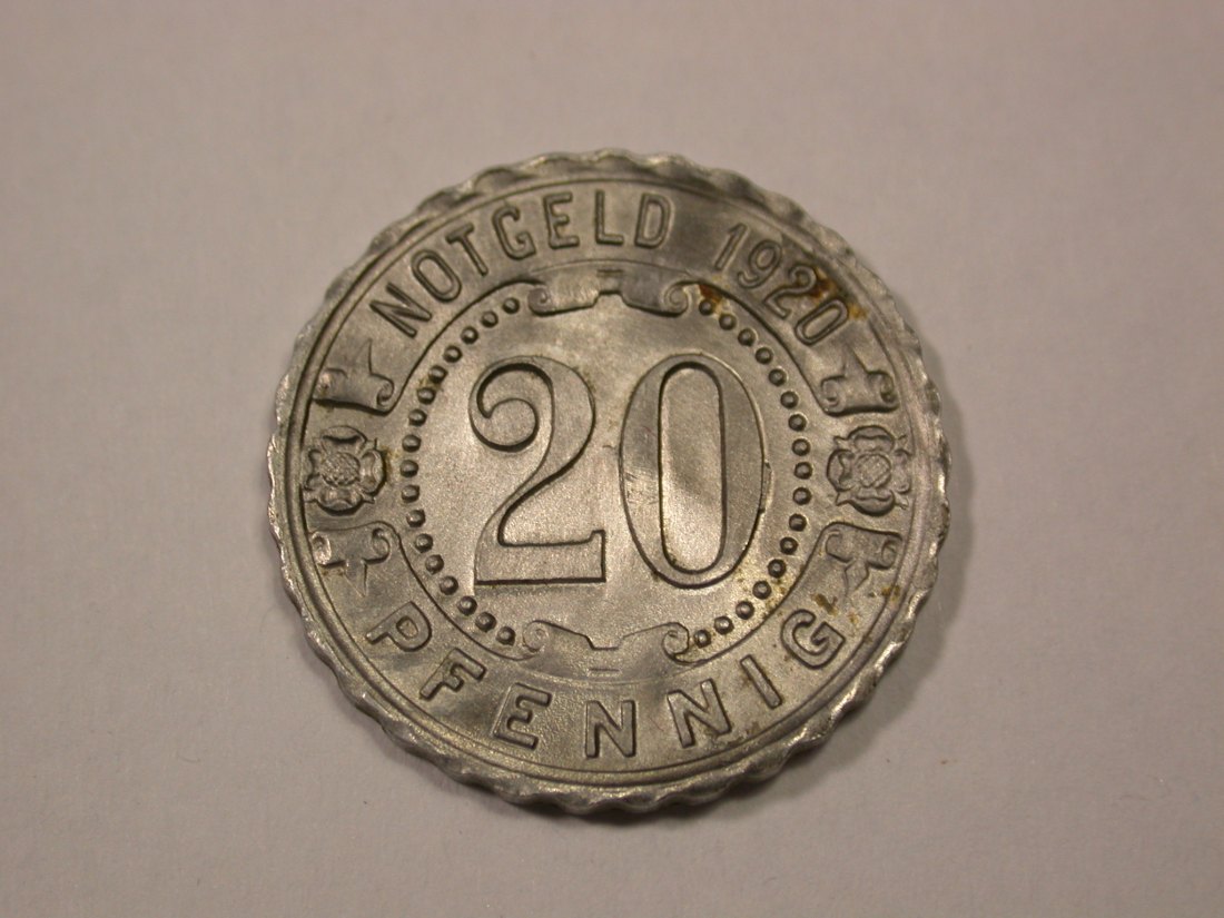 G12 Augsburg Straßenbahn Notgeld 1920 20 Pfennig in vz-st Menzel 537.1 Originalbilder
