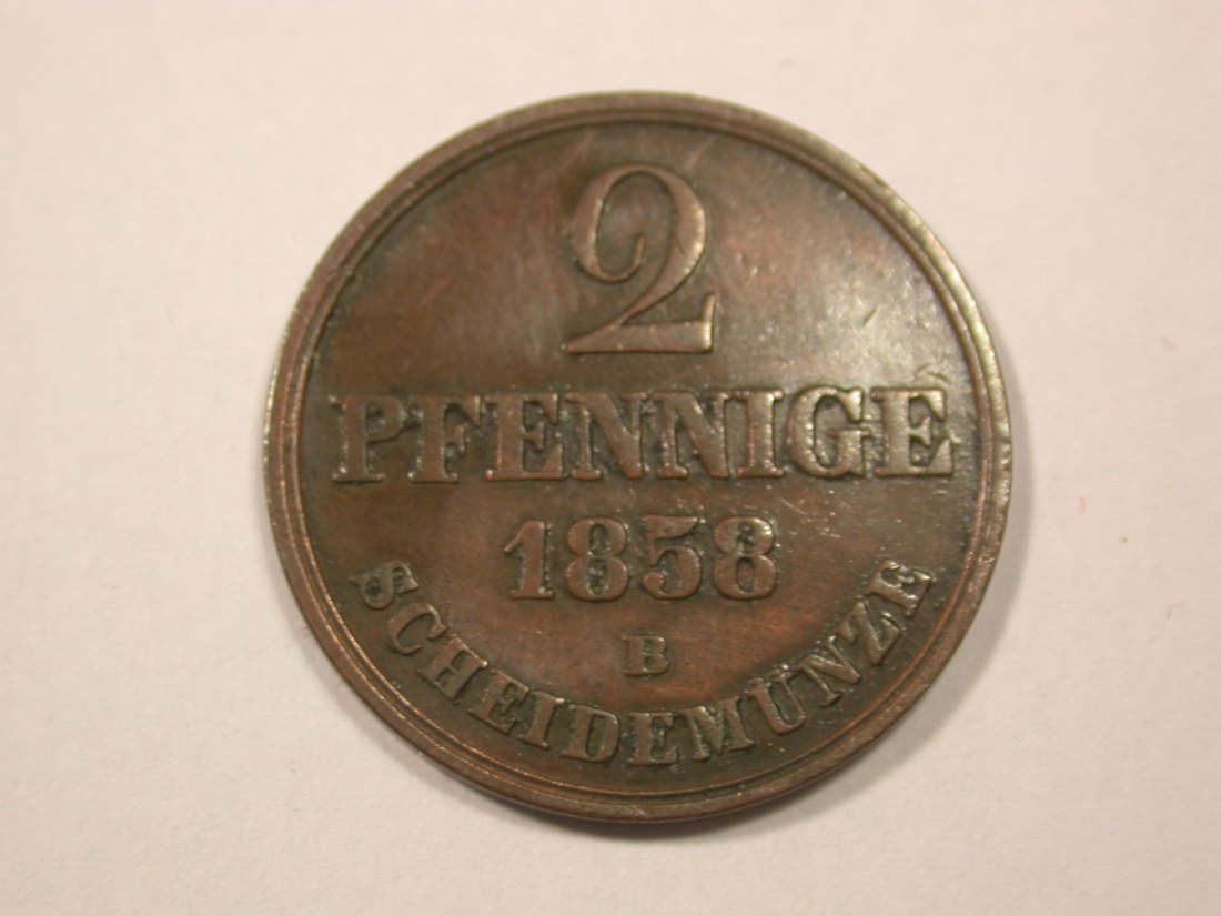 G12 Hannover 2 Pfennig 1858 B in ss Originalbilder