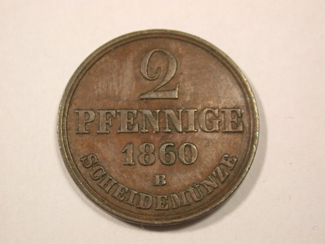  G12 Hannover  2 Pfennig 1860 B in ss-vz  Originalbilder   